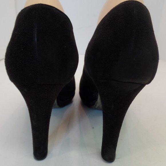FENDI Made In Italy Black Suede Leather Pumps 4" Heels Sz 9 Timeless Classics - Picture 5 of 11